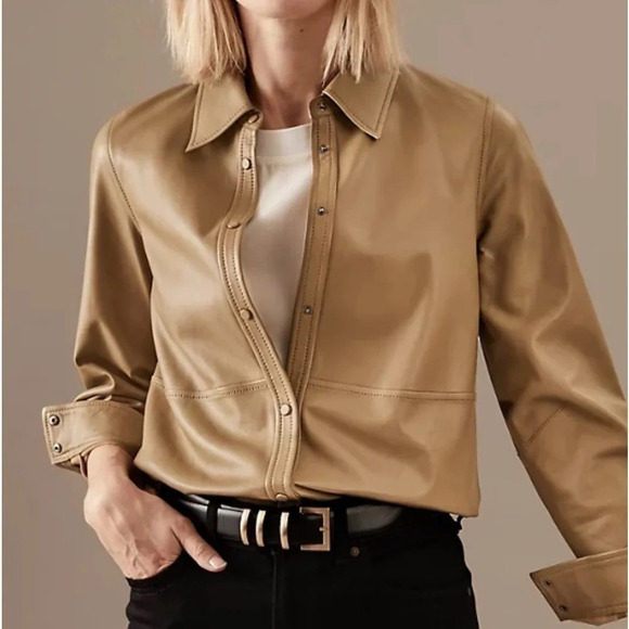 Marks & Spencer Jackets & Blazers - Autograph by Marks & Spencer 100% Leather Snap-front Shirt Jacket - US Size 16